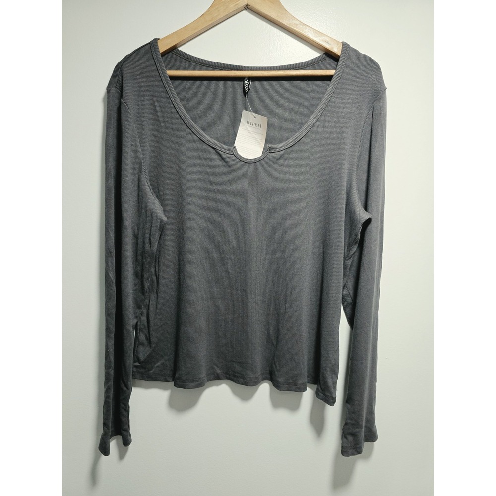 BTFBM Women's Blouse Top Long Sleeve Dark Gray Size XXL